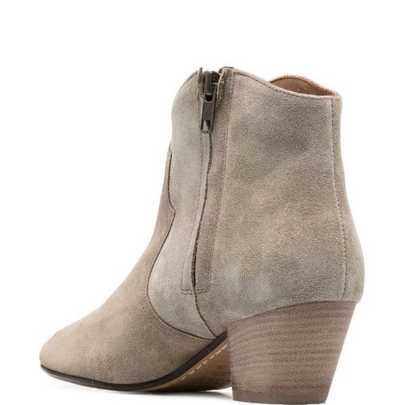 Isabel Marant Dicker Taupe Gray Suede Western Ankle Booties Size EU 38/US 8 - Picture 5 of 6